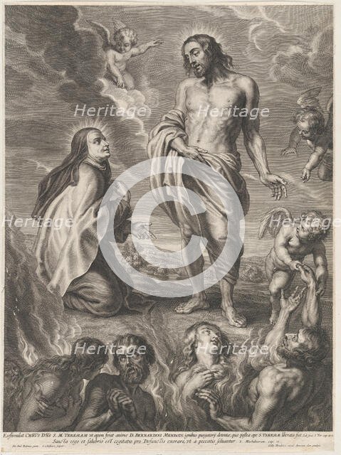 Saint Teresa of Avila interceding for Bernardino de Mendoza, ca. 1640-59. Creator: Boetius Adams Bolswert.