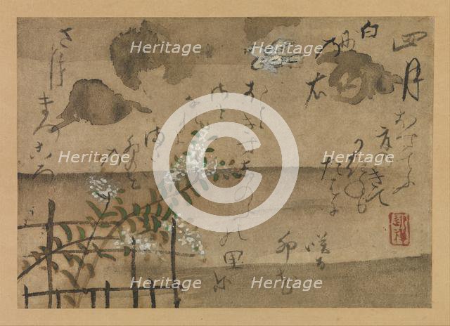 "Fourth Month" from Fujiwara no Teika’s "Birds and Flowers of the Twelve Months"  , 1743. Creator: Ogata Kenzan.