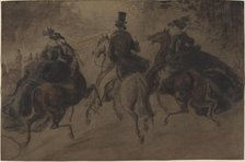 Cavalier and Two Ladies on Horseback. Creator: Constantin Guys.
