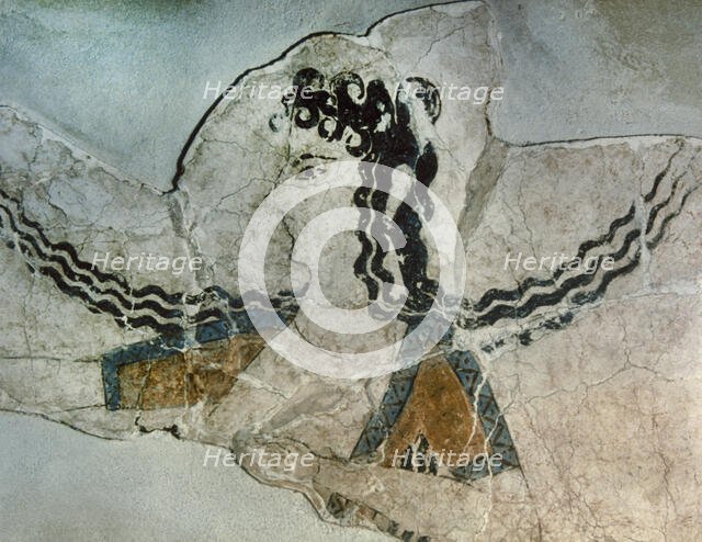 Dancing girl fresco, Queen's Megaron, Palace of Knossos, Crete, Greece, Bronze Age (2000). Creator: Unknown.