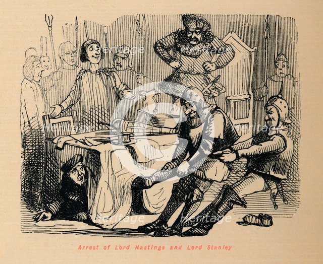 'Arrest of Lord Hastings and Lord Stanley', . Artist: John Leech.