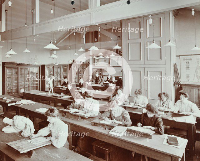 Book illustration class, Camberwell School of Arts and Crafts, Southwark, London, 1907.  Artist: Unknown.