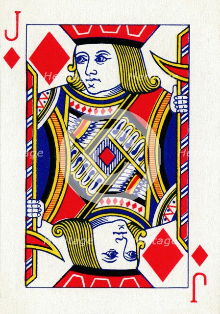 Jack of Diamonds from a deck of Goodall & Son Ltd. playing cards, c1940. Artist: Unknown.