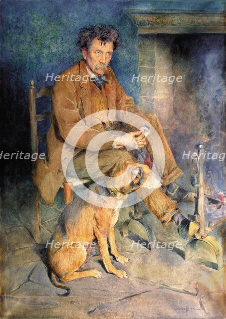 Maurice Rollinat (1846-1903) and His Dog Pluton, 1895. Creator: Österlind, Allan (1855-1938).