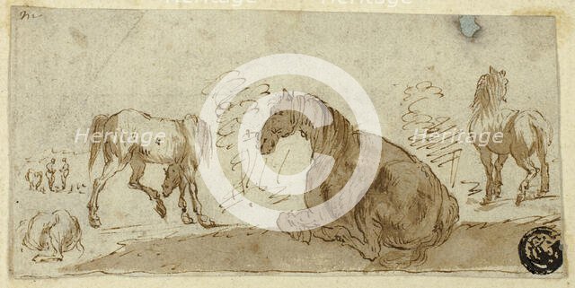 Studies of Horses in a Landscape, c. 1642. Creator: Unknown.