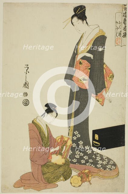 Ohana and Ofuku, from the series "A Selection of Entertainers from the Pleasure..., c. 1794/95. Creator: Hosoda Eishi.