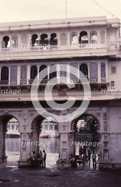 Entrance to the ghats, Lake Pichola, Udaipur, India, 1988.  Creator: Amanda Waite.