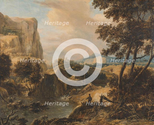 Mountainous landscape with fisherman, 1650-1692. Creator: Roelant Roghman.