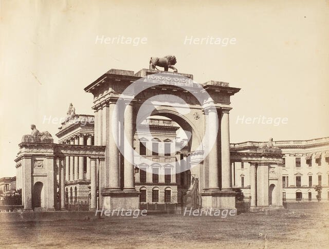 Gateway to Government House, Calcutta, 1850s. Creator: Captain R. B. Hill.