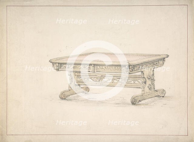 Design for a Renaissance Style Table, 19th century. Creator: Anon.