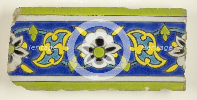 Border Tile With Vegetal Motif, Safavid dynasty (1501-1722), 17th/18th century. Creator: Unknown.