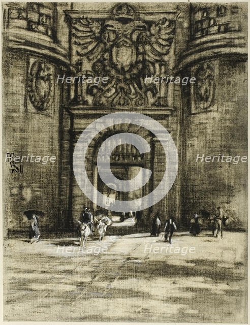 Porta Viragia, Toledo, c. 1903. Creator: Joseph J Pennell.