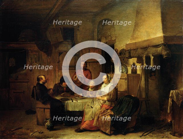 A Family Praying at the Midday Meal, 1667. Creator: Egbert van Heemskerck I.