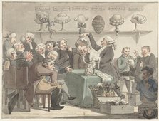 Men trying on wigs, 1800-1805.  Creator: Jacob Smies.
