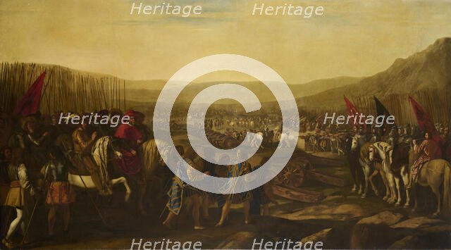 Cardinal Jules Mazarin reviews the troops before the battle, . Creator: Falcone; Aniello (1600/7-1665).