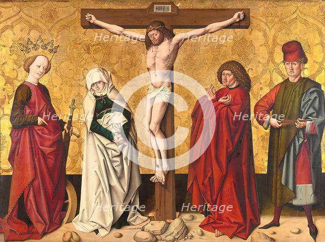 Christ on the cross with saints, 1475/80. Creator: Master of Großgmain.