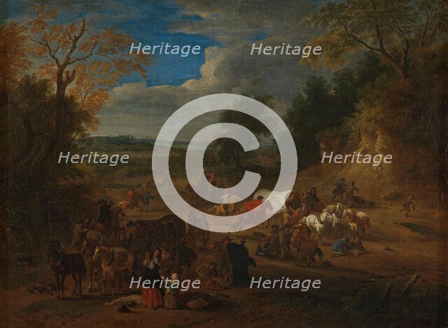 An attack by robbers, 1st half of 18th century. Creator: Théobald Michau.