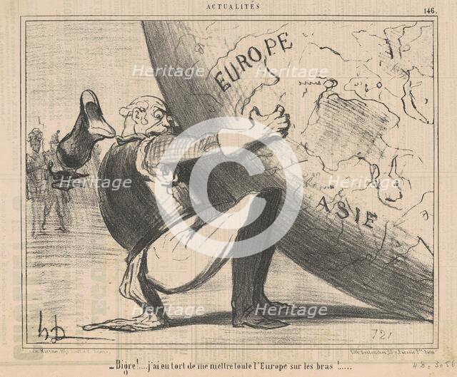 Bigre!...j'ai eu tort de me mettre..., 1855.  Creator: Honore Daumier.