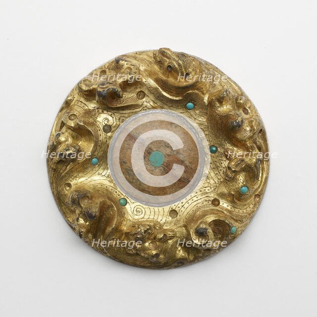 Gilt bronze plaque with animals in a landscape, Early Western Han dynasty, ca. 2nd century BCE. Creator: Unknown.