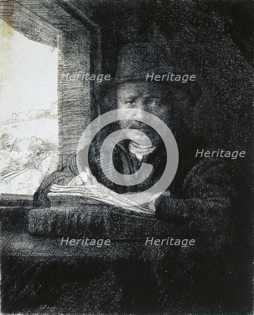 'Self-Portrait Drawing by a Window', 1648.  Artist: Rembrandt Harmensz van Rijn    