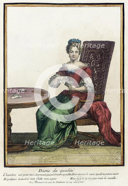 Recueil des modes de la cour de France, 'Dame de Qualité', Bound 1703-1704. Creator: Henri Bonnart.