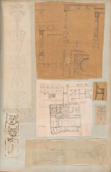 Page from a Scrapbook containing Drawings and Several Prints of Architecture, Int..., ca. 1800-1850. Creators: Workshop of Charles Percier, Workshop of Pierre François Léonard Fontaine.