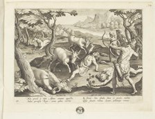 Venationes ferarum, avium, piscium (Hunts of wild animals, birds and fish). Plate 29, 1596. Creator: Hans Collaert the Younger.