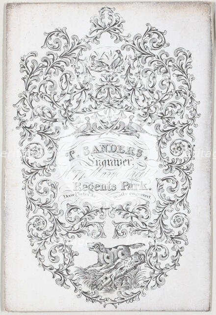 Trade Card for T. Sanders, engraver, 19th century. Creator: Anon.