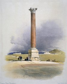 'Pompey's Pillar, Alexandria', 19th century. Artist: David Roberts