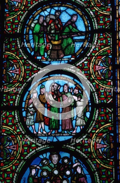 Detail of a stained glass window in St Denis, France, 12th century. Artist: Unknown