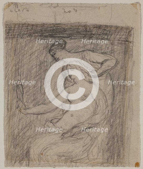 Woman with a Mirror Having Her Hair Combed, c1870-1896. Creator: Wyatt Eaton.