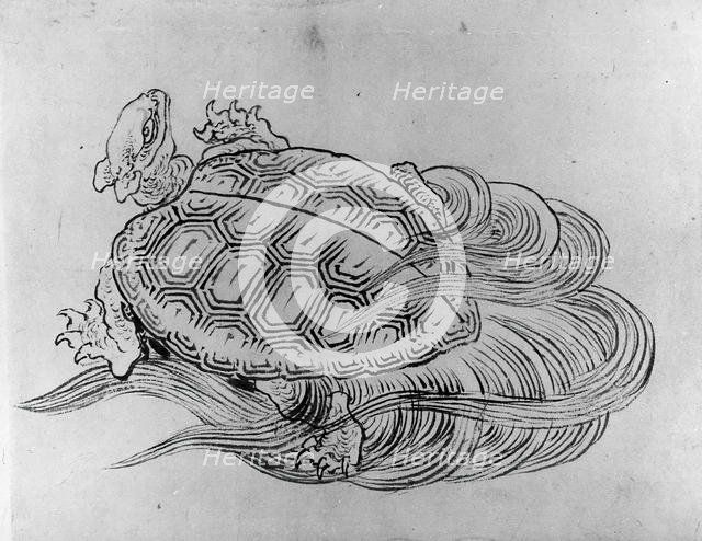 Sea Turtle (Emblem of Longevity), 18th-19th century. Creator: Hokusai.