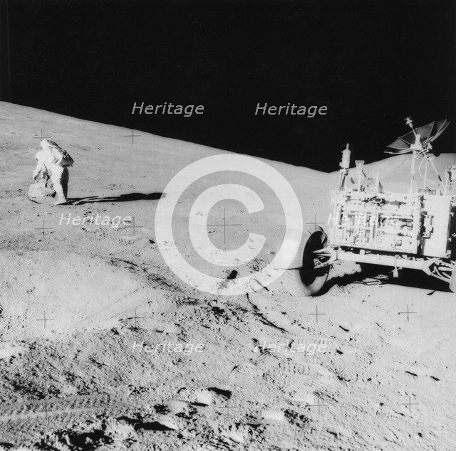 Astronaut David Scott (b1932) on the slope of Hadley Delta during Apollo 15, 1971.Artist: NASA