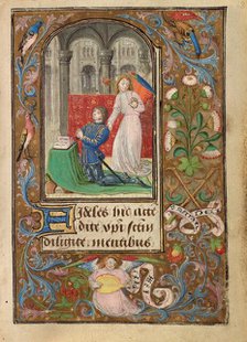 Charles the Bold Presented by an Angel; Prayer Book of Charles the Bold, about 1471. Creator: Lieven van Lathem.