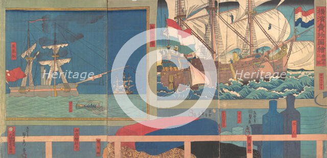 Curio Shop in Yokohama, 3rd month, 1860. Creator: Sadahide Utagawa.