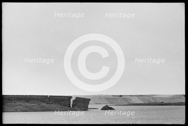 Partially collapsed sea defences, Hodbarrow Iron Mine, near Millom, Cumbria, c1968-c1980. Creator: Ursula Clark.