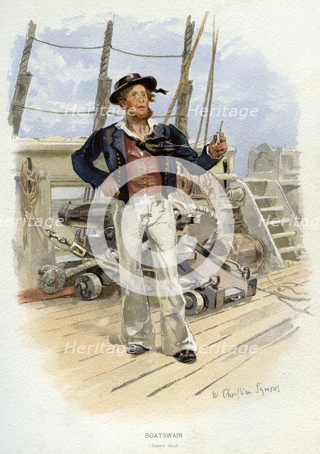 Royal Navy boatswain, c1829 (c1890-c1893). Artist: William Christian Symons