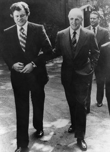 Senator Edward Kennedy with Prime Minister Constantine Karamalis, Athens, Greece, 1975. Artist: Unknown