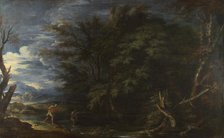 Landscape with Mercury and the Dishonest Woodman, ca 1663. Creator: Rosa, Salvatore (1615-1673).