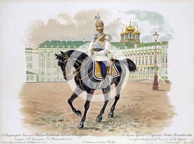 Tsar Nicholas II of Russia in the uniform of His Majesty's Life Cuirassiers Guard Regiment, 1896. Artist: Anon