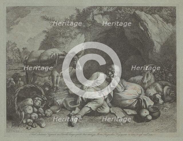 Old Man Leaning against a Sack, probably after 1767. Creator: Francesco Londonio.