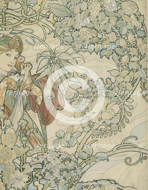 Textile design. Artist: Mucha, Alfons Marie (1860-1939)