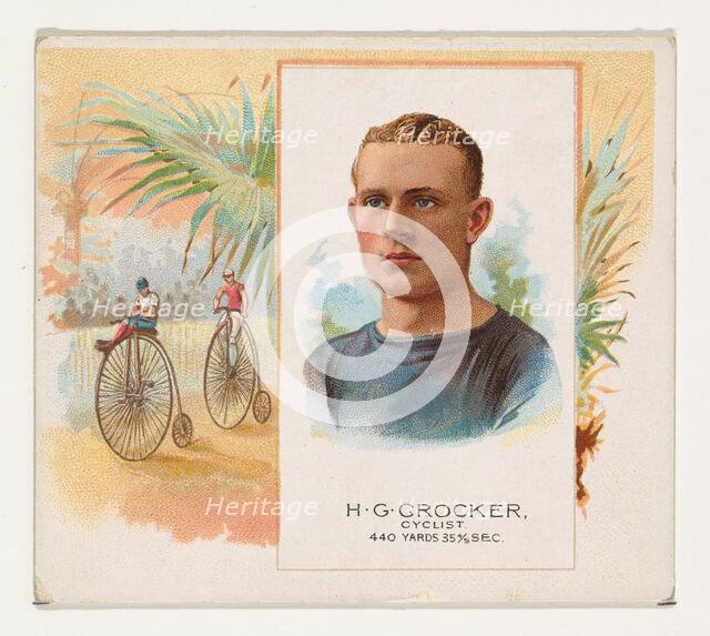 H.G. Crocker, Cyclist, from World's Champions, Second Series (N43) for Allen & Ginter Ciga..., 1888. Creator: Allen & Ginter.