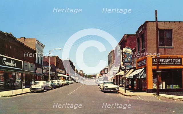 Main Street looking north in Poplar Bluff, Missouri, USA, 1959. Artist: Unknown