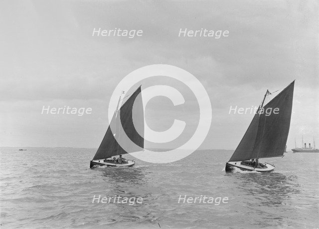 Hamble River Class dinghies racing close-hauled, 1921. Creator: Kirk & Sons of Cowes.
