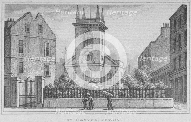 Church of St Olave Jewry, from Ironmonger Lane, City of London, 1830. Artist: Anon