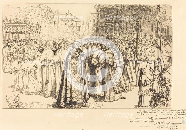 Return of the Procession to Nante Cathedral (Rentree de la Procession a la Cathedral de Nantes), 190 Creator: Auguste Lepere.
