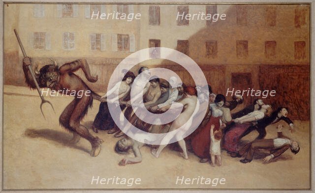 Les Parisiens tirant le diable par la queue, c1920. Creator: Jean Veber.