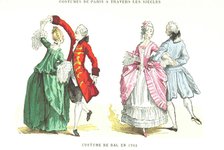 Costumes of Paris through the centuries - Ball Costume in 1762, (1879).  Creator: Unknown.