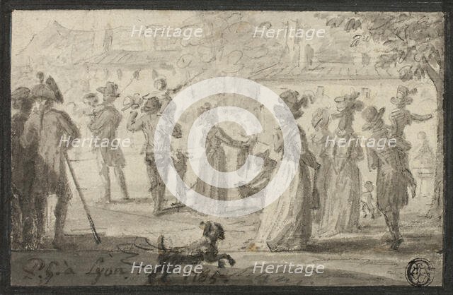 Figures Looking at Outdoor Spectacle, 1781/1823. Creator: Paul Grégoire.